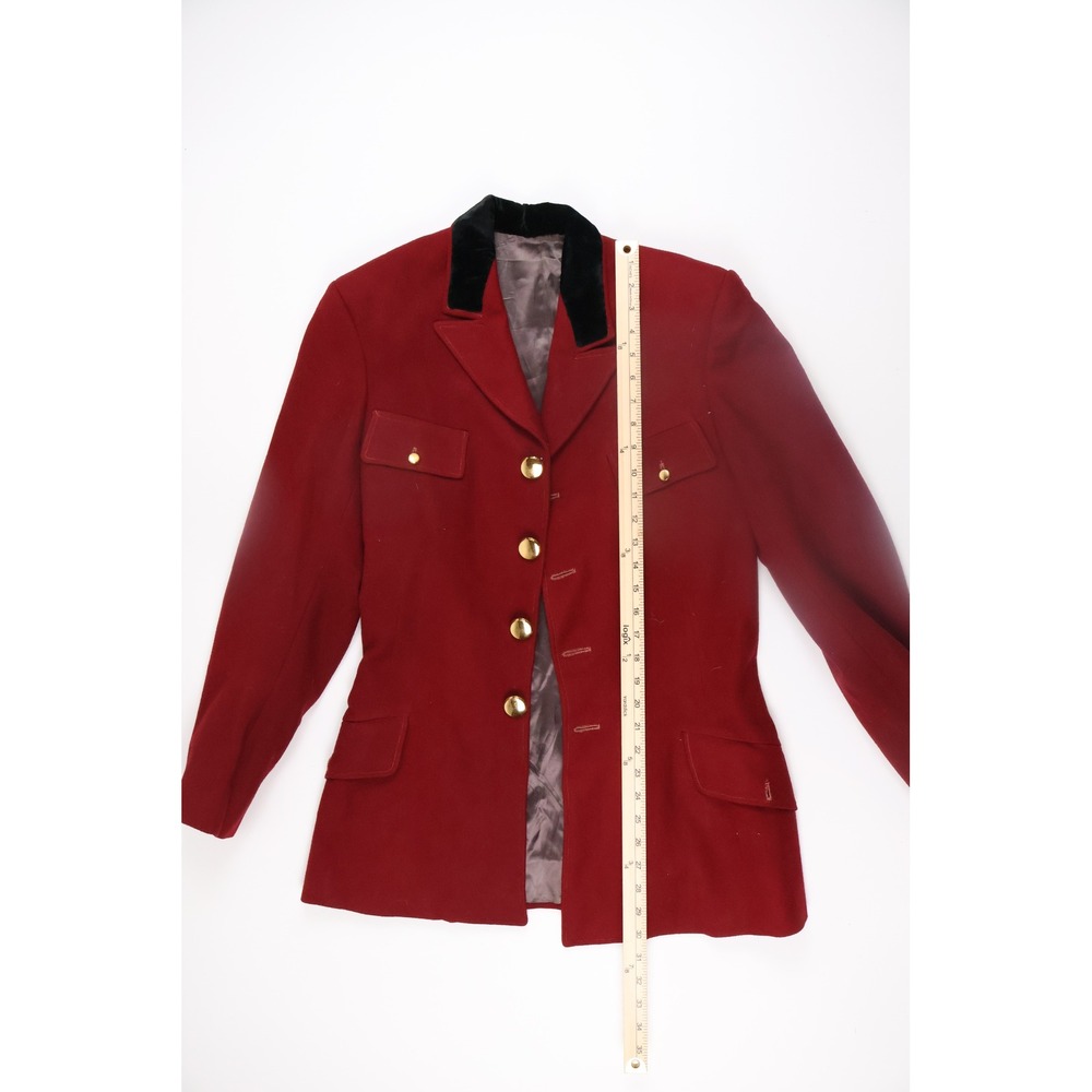 Vintage Womens Blazer Equestrian Riding Jacket Red Solid Wool Excellent - Picture 4 of 4